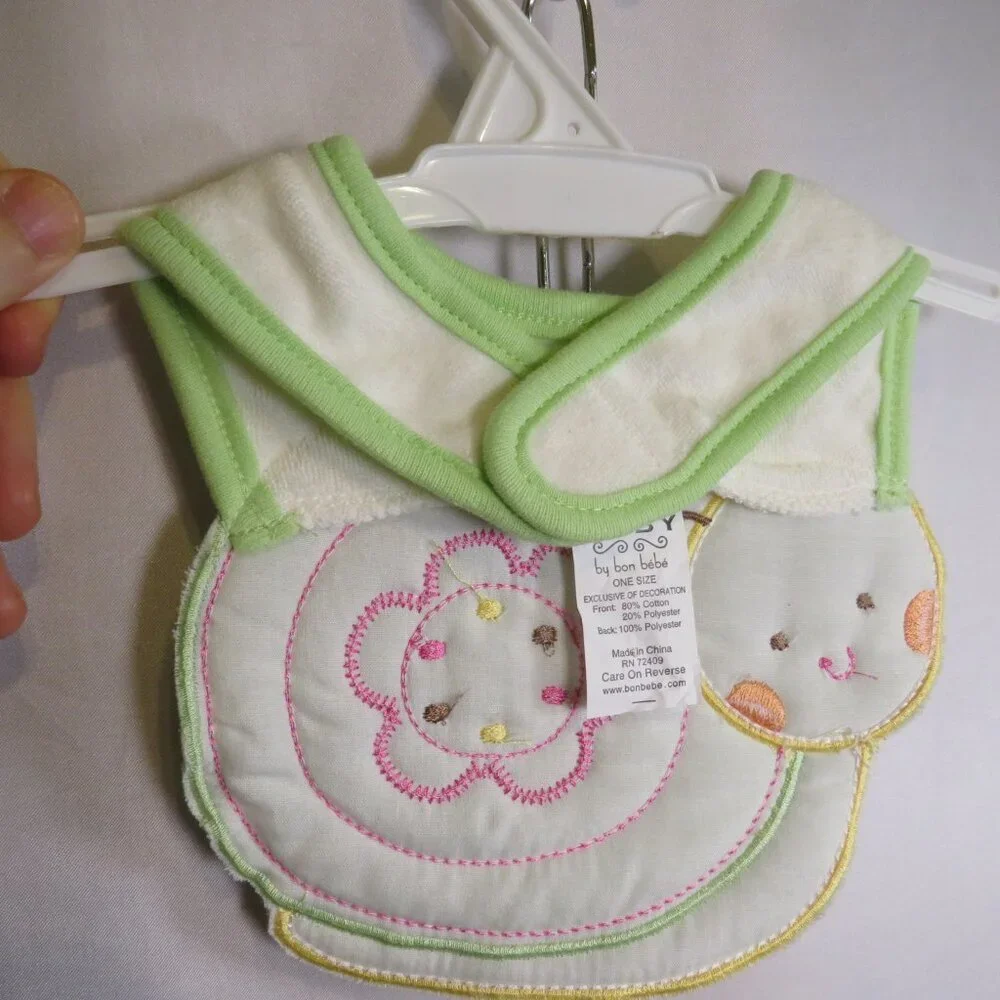 Baby Snail Terrycloth Bib by Bon Be'be'  hook & loop closure one size
